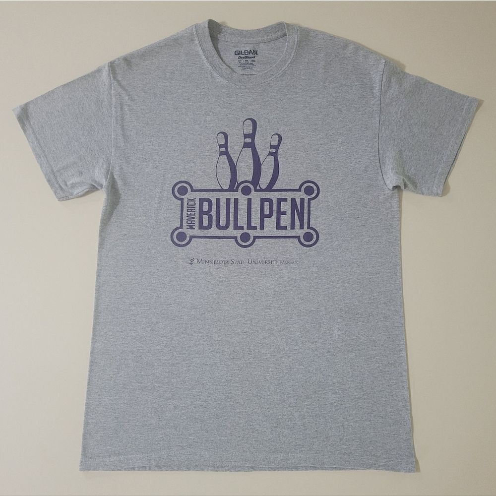 Gildan Activewear Men's Gray Crewneck Maverick Bullpen MSU Graphic T-Shirt